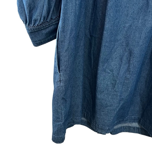 NWT Anthro Tracy Reese Denim Chambray Mini Dress Off Shoulder Boho Peasant Small - Picture 7 of 12